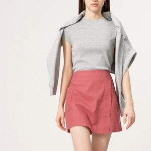 Uniqlo coral pink linen and cotton blend skort